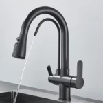 Quyanre Gru filtrato nero opaco per cucina Estraibile Spray Rotazione a 360 gradi Rubinetto filtro acqua Miscelatore lavello a tre vie Rubinetto della cucina - Image 5