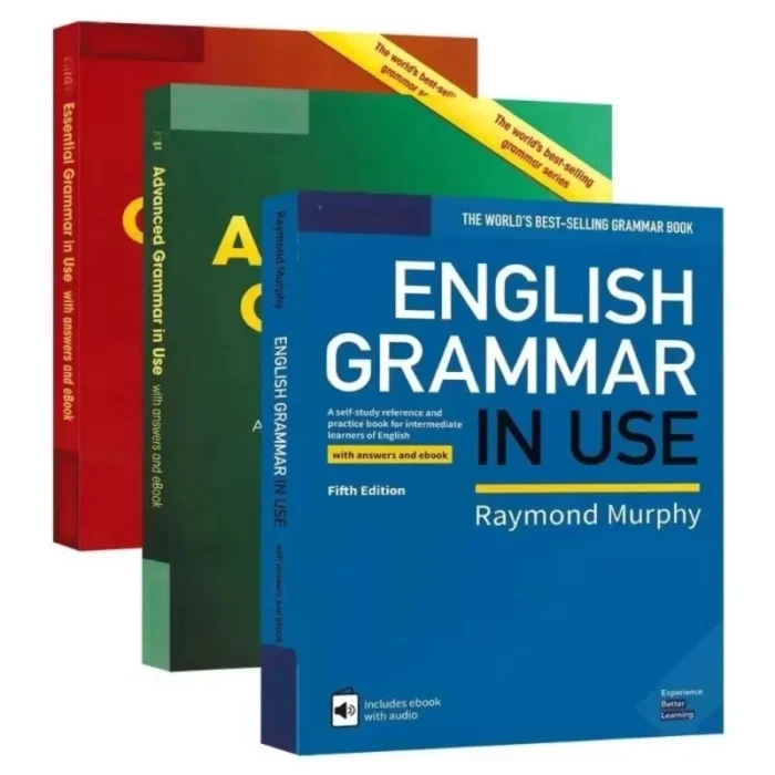 3 libri di grammatica inglese elementare, grammatica inglese essenziale avanzata, esercizi di preparazione per test di inglese in uso, il libro è opzionale