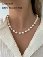 KKBEAD Collana girocollo di perle naturali di lusso per donna Gioielli da sposa regolabili Regalo Minimalista Catena a strati Laurea