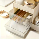 Organizer per trucchi con cassetti, portaoggetti per cosmetici per cassettiera e piano di lavoro del bagno, porta bellezza per pennello per rossetto
