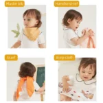 Elinfant Bavaglino in mussola di cotone di bambù Panno per ruttino 5 pezzi Set regalo 100% cotone 60 * 60 cm 2 strati Sciarpa per bambini Fazzoletto