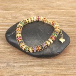 Nidin Bracciale con perline a catena placcata in oro moda per le donne Regali di gioielli per feste di nozze con zirconi di cristallo colorato a forma di cuore