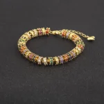 Nidin Bracciale con perline a catena placcata in oro moda per le donne Regali di gioielli per feste di nozze con zirconi di cristallo colorato a forma di cuore