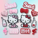 Girly Hello Kitty Accessori per scarpe per zoccoli Simpatici ciondoli per scarpe alla moda fai da te Cuore Fiocco e note musicali Sandali Accessori Regali