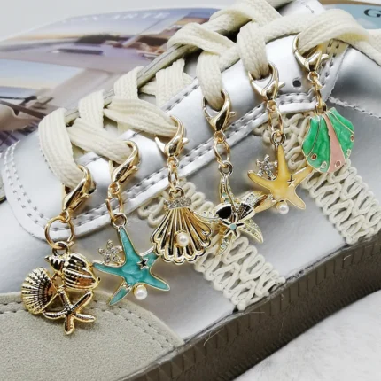 5 pezzi strass stella marina pendenti per scarpe decorazioni lacci per scarpe ciondoli lacci per scarpe fai da te fibbie divertenti clip per scarpe conchiglia accessori