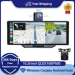 Auto Universale 10,26" Intelligente 4K 360 ° Rotatio Car DVR Dash Cam Wireless CarPlay e Android Auto Bluetooth WIFI Retromarcia posteriore
