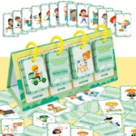 50 schede flash Azione Verbe Schede flash Costruttore di vocabolari fronte-retro con 50 parole d'azione Schede spesse e durevoli