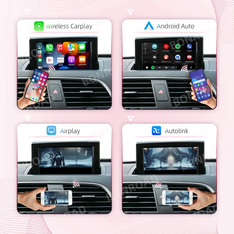 Adattatore di interfaccia automatica Android BONROAD Wireless CarPlay per Audi A1 Q3 2013-2018 RMC HNR con collegamento specchio AirPlay