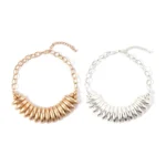Collana con bavaglino grosso in oro con dettagli a catena a maglie ovali audace, gioielli di dichiarazione alla moda, regalo per le donne, San Valentino, Birt