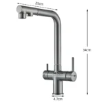 Rubinetto per lavello da cucina filtrato estraibile Spray Rubinetto per filtro dell'acqua con rotazione a 360 Doppio spruzzatore Rubinetto per acqua potabile Miscelatore per lavello - Image 2