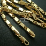 Collana a catena cubana lunga 50-70 cm placcata in oro nuovo stile N45