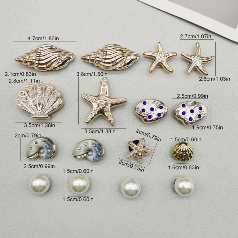 16PCS FAI DA TE Stelle Marine Pendenti e Ciondoli Bling Conchiglia Scarpe Fibbia Decorazioni Guscio Rimovibile Accessori per Scarpe Multifunzionale Clip per Scarpe