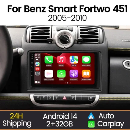 MEKEDE Wireless CarPlay Android Auto Autoradio per Mercedes Benz Smart Fortwo 451 2005 - 2015 Navigazione GPS 2 din Autoradio