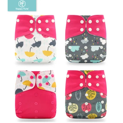 Happyflute 2022 4 pz/set Lavabile Ecologico Pannolino di Stoffa Per Bambini Pannolino Ecologico Regolabile Pannolino Riutilizzabile Misura 0-2 anni 3-15 kg