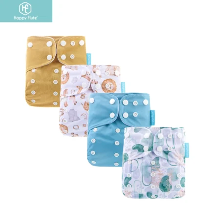 Happyflute Nuovo Desig Vendita Calda 4 Pz OS Tasca Pannolino Lavabile e Riutilizzabile Assorbente Ecologico Copertura Del Pannolino Del Bambino Regolabile